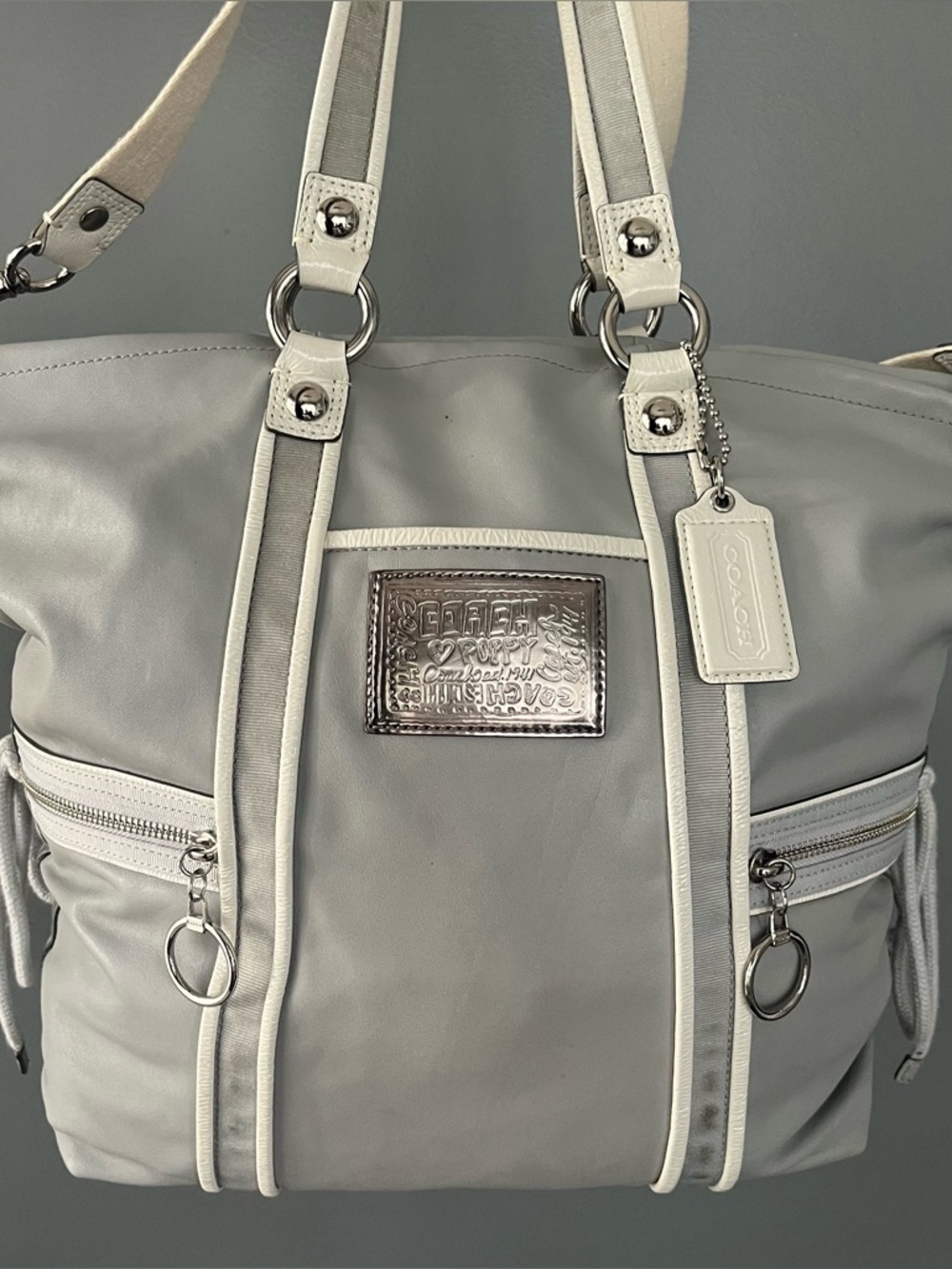 Coach Poppy with White Trim and Silver Hardware